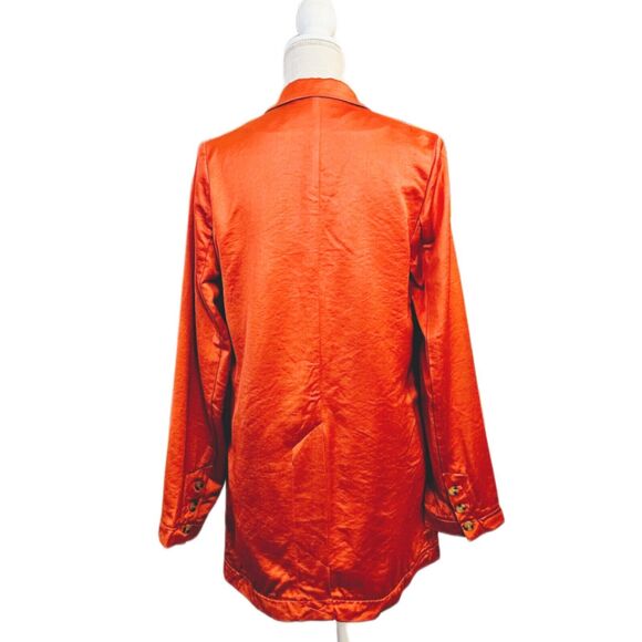 NWT Free People Orange Satin Oversized Blazer Jacket $228 Small - Picture 4 of 6